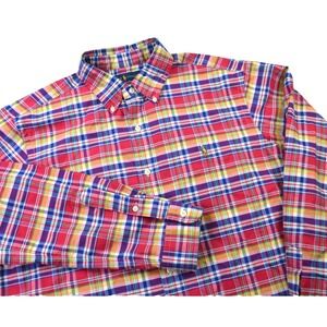 Polo‎ Ralph Lauren Classic Fit Button Down Flesh Pony Shirt Plaid Men's Large